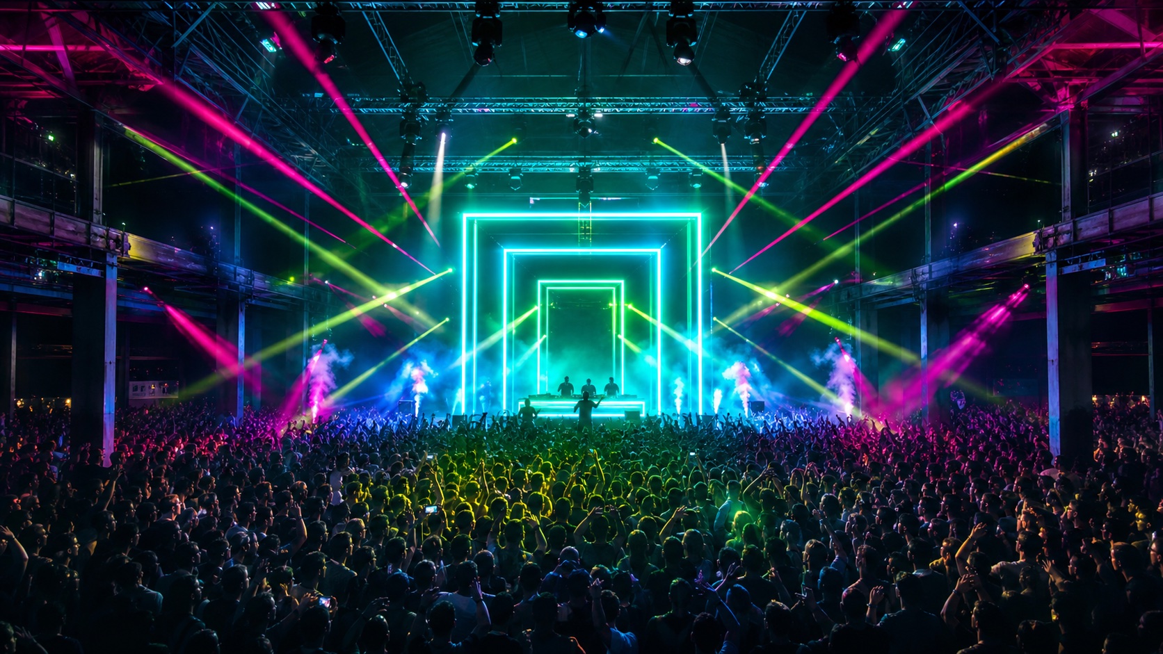 Neonデザインのナイトイベント画面